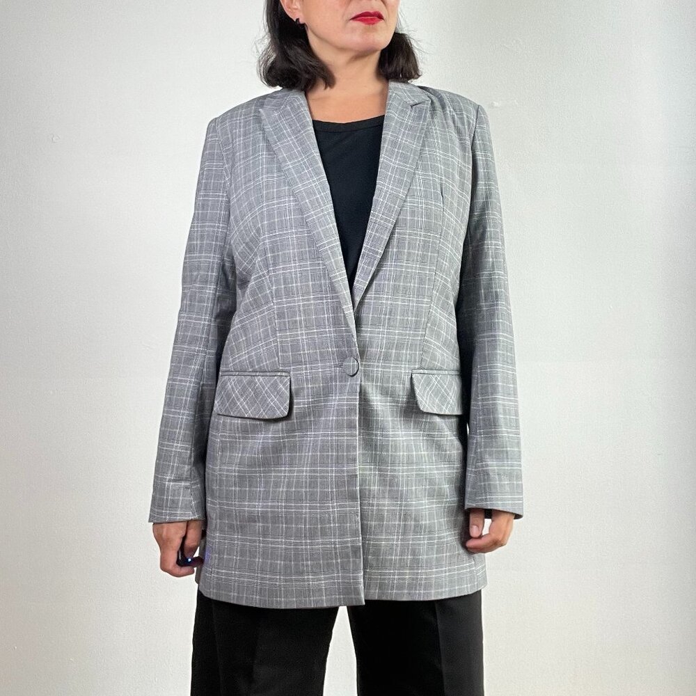 TOP SHOP Oversized Checked Black and White Blazer Size 36 EU - Picture 2 of 13